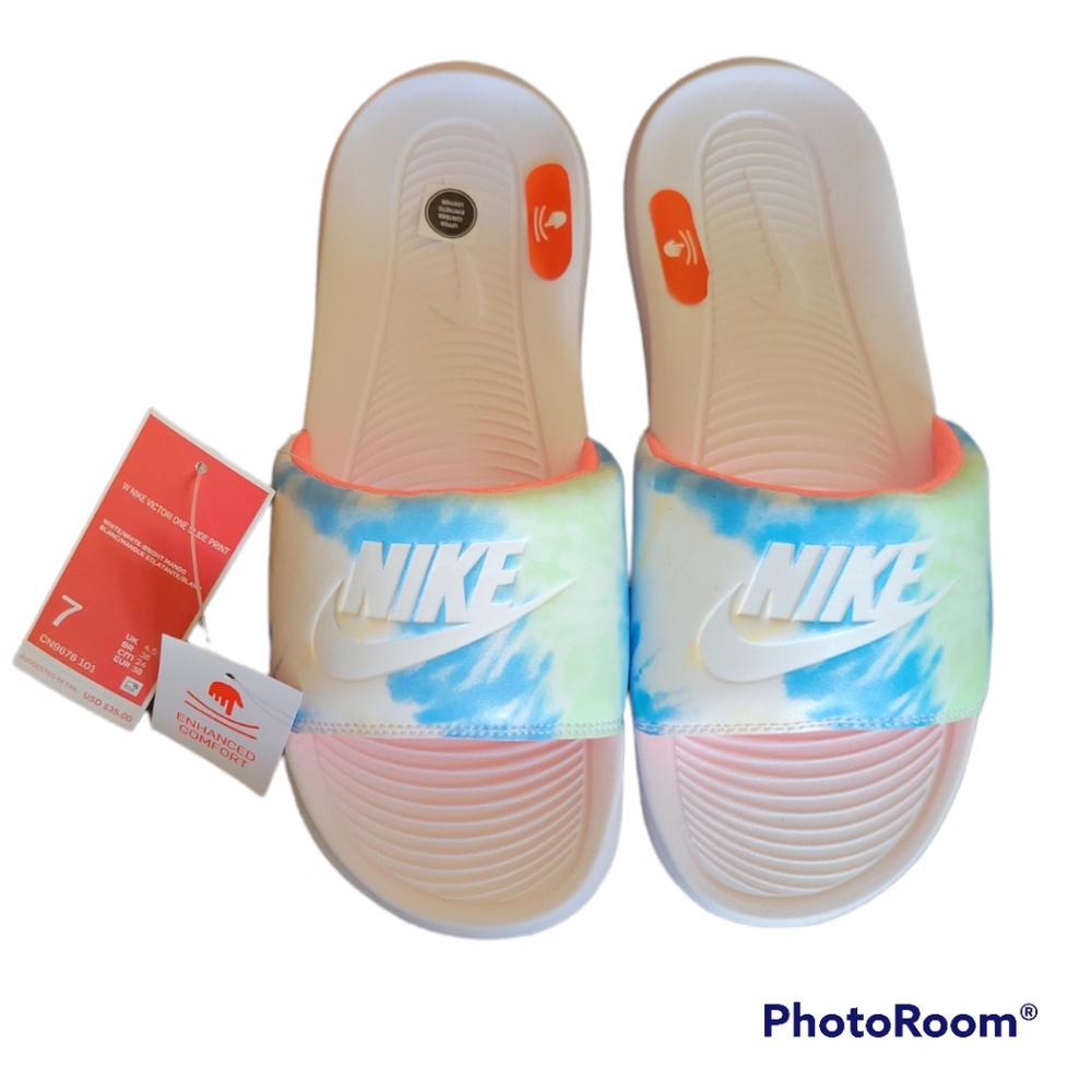 NIKE TIE-DYE VICTORI ONE SLIDE ON SANDLES - 7